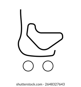Simple black line art icon of a roller skate on a white background