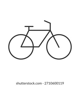 Simple black line art icon of a bicycle, representing cycling, transportation, and ecofriendly travel