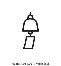 A simple black line art icon of a traditional Japanese wind chime known as a f?�rin. Minimalist design on a white background, perfect for web or print.