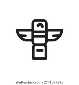 A simple black line art icon of a stylized totem pole on a white background. This minimalist vector graphic represents Indigenous culture and tradition.
