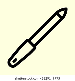 A simple black line art icon of a nail file or metal rasp on a light cream background, perfect for beauty and personal care design projects.