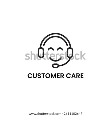 Simple black line art icon of a smiling customer service agent.