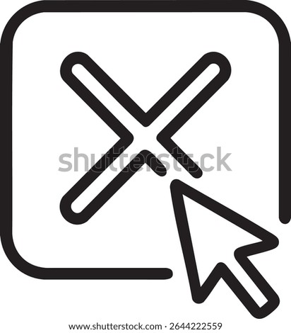 A simple black line art icon featuring a checkbox with an X inside and a mouse pointer.