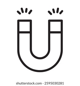 Simple Black Line Art Illustration of a U-Shaped Magnet 