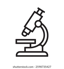 Simple black line art illustration of a microscope 