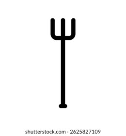 Simple Black Line Art Illustration of a Hayfork Tool