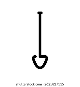 Simple Black Line Art Illustration of a Spade Tool