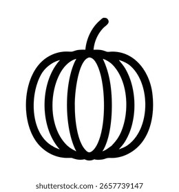 Simple Black Line Art Illustration of a Pumpkin