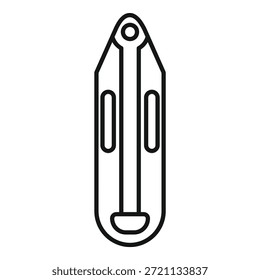 Simples arte de linha preta de um barco inflável flutuando na superfície da água, ideal para atividades marítimas e de lazer