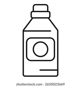 Simple black line art of a laundry detergent or fabric softener bottle, symbolizing cleanliness and household chores