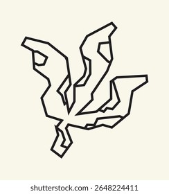 Simple Black Line Art Leaf Icon in Cutout Style