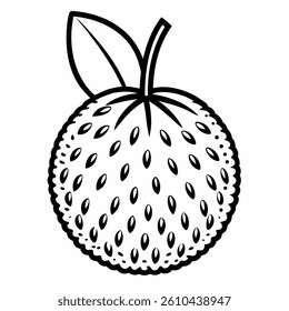 simple black line art of a lychee