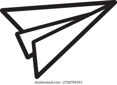 Icono de avión de papel de arte de línea negra simple. Representa viajes, comunicación e ideas. Elemento de Diseño gráfico para Web o impresión.