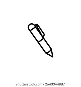 A simple black line art pen icon. Minimalist design.