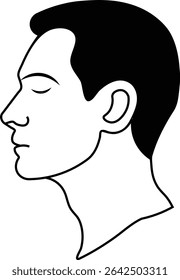 Simple black line art profile view of a man's head and neck.