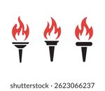 Simple Black Line Art of Three Olympic Torches