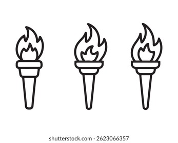 Simple Black Line Art of Three Olympic Torches