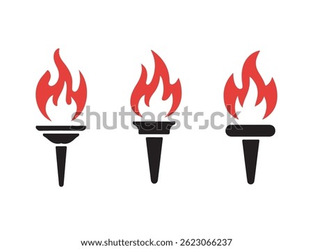 Simple Black Line Art of Three Olympic Torches