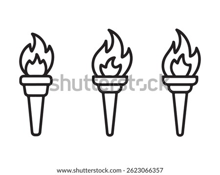 Simple Black Line Art of Three Olympic Torches