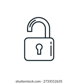 Simple black line art of an unlocked padlock with a keyhole