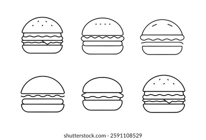 Simple Black Line Art of Various Hamburger Icons