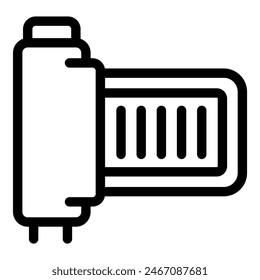 Ilustración vectorial simple de la línea negra del arte de una batería con el indicador de Recargo