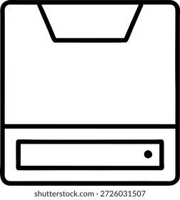 Simple black line art vector illustration of a classic floppy disk. Ideal for tech, retro, data storage, or nostalgia themed projects. Use for websites, presentations, social media, or advertising.
