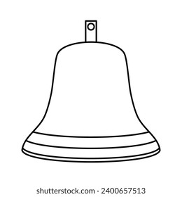 Simple black line bell icon for versatile use. Ideal for logos and various applications, offering a minimalistic touch
