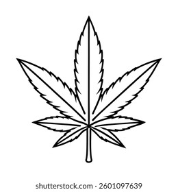 Simple Black Line Cannabis Leaf Design