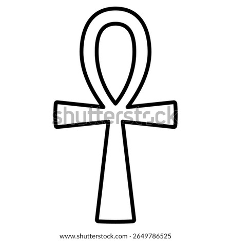 Simple black line drawing of Ankh symbol. Clipart image isolated on background.