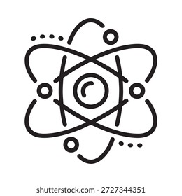 Simple black line drawing of an atom with electrons and nucleus