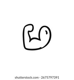 Simple black line drawing of a bicep flexing