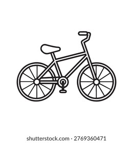 Simple black line drawing of a bicycle with two wheels and a seat a popular mode of transportation