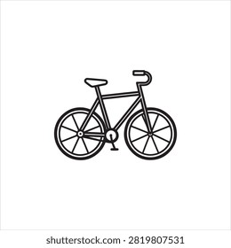 Simple black line drawing bicycle isolated transparent background