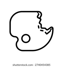 A simple black line drawing of a broken hard disk drive on a plain white background, symbolizing data loss and technology failure.