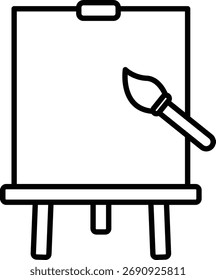 a simple black line drawing of a brush on canvas