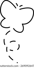 um simples desenho em linha preta de uma trajetória de voo de borboleta