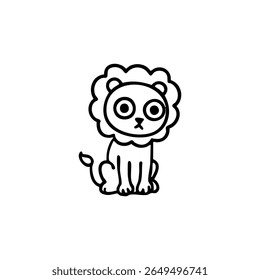 Simple black line drawing of a cartoon lion