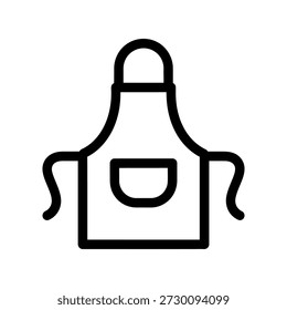 Simples desenho de linha preta de um avental de chef com um bolso, perfeito para cozinha ou temas culinários