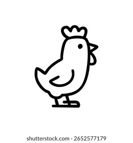 Simples desenho de linha preta de uma galinha
