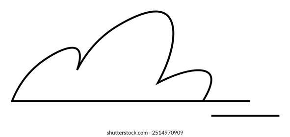 Simple black line drawing of a cloud on a white background. Ideal for weather, nature, children s books, animations, environmental themes. Clean, minimalist style.