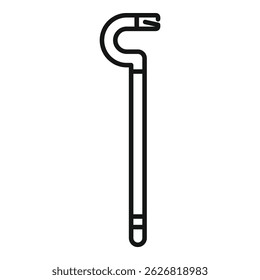 Dibujo simple de línea negra de una palanca aislada sobre un fondo blanco que representa una herramienta utilizada para la construcción y mejoras para el hogar
