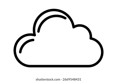 A simple, black line drawing of a fluffy cloud, symbolizing weather and nature themes.