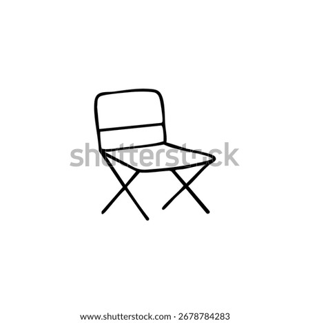 Simple black line drawing of a folding chair