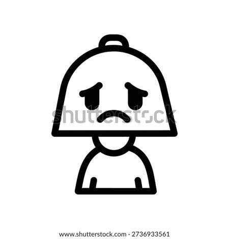 Simple black line drawing of a frowning ghost with an unhappy expression