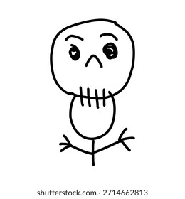 Estilo de doodle infantil de Ilustración vectorial fantasma de dibujo de línea simple y negra. Este gráfico minimalista es perfecto para Halloween, temas espeluznantes, contenido educativo o un proyecto de diseño divertido y rápido de usar