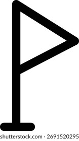 Un simple dibujo de línea negra de una bandera de golf