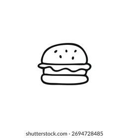 Desenho simples de linha preta de um hambúrguer