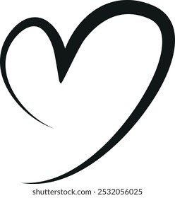 Simples desenho de linha preta de uma forma de coração, simétrico e suave, adequado para ícones, conteúdo relacionado com o amor, ou desenhos minimalistas.
