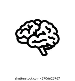 Un simple dibujo de línea negra de un cerebro humano sobre fondo blanco. La Imagen es una representación de la psicología, la inteligencia y la función cognitiva, mostrando la salud mental.